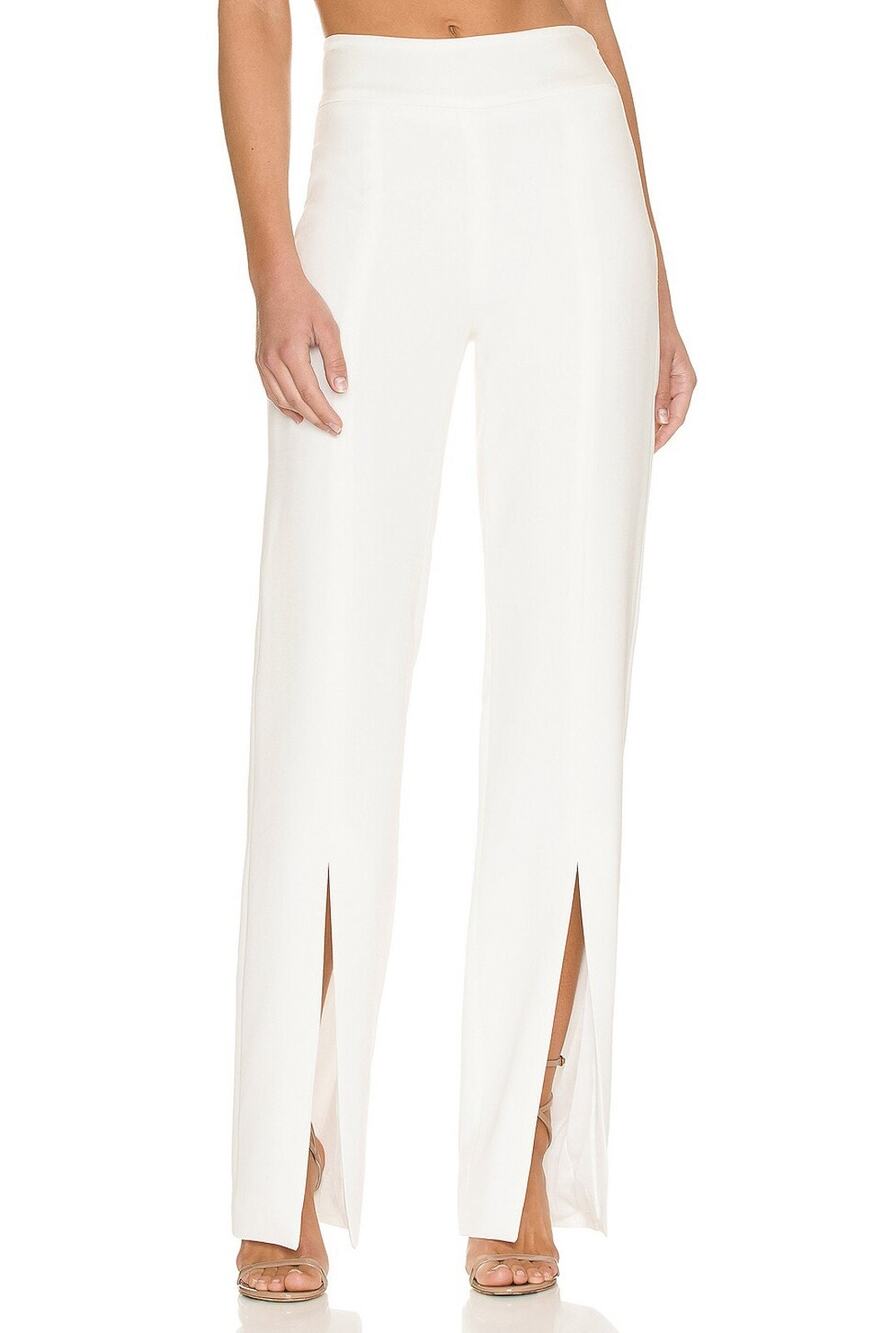 Jonathan Simkhai Ariah Front Slit Pants White Wide Leg NWT Size 0 $475
